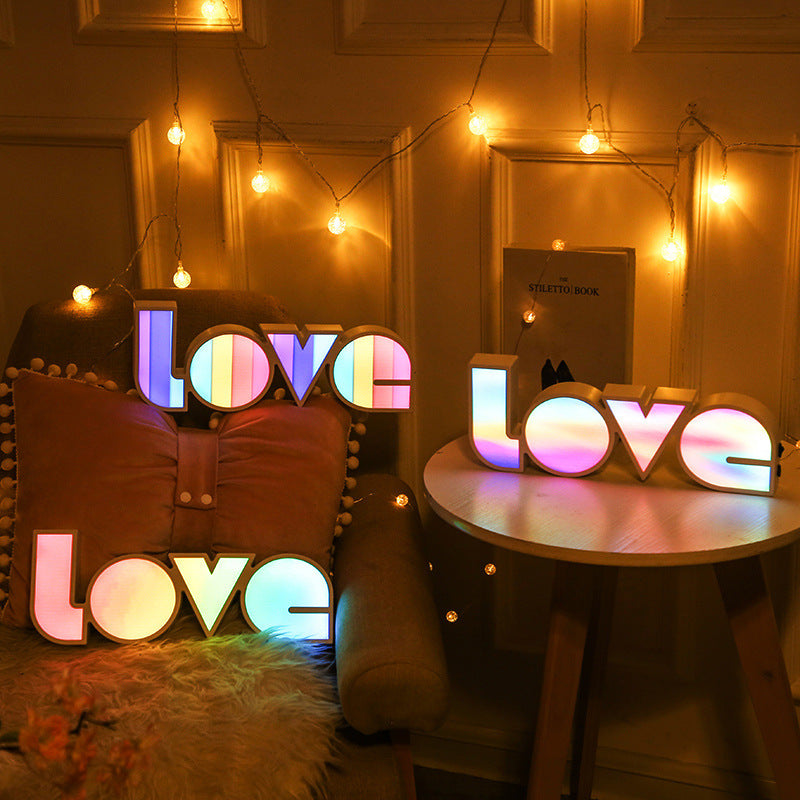 LED Ornamental Festoon Lamp Modeling Creative Decorative Light Proposal Declaration Holiday Layout English LOVE Letter LED Light