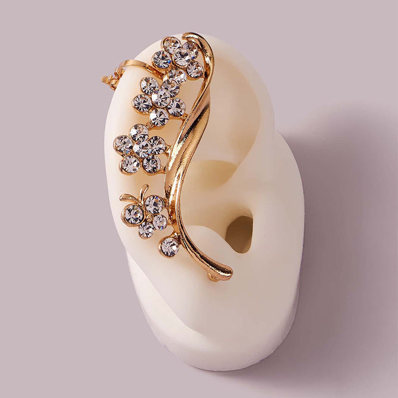 Women's Diamond Flower Butterfly Ear Clip