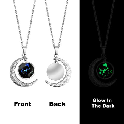 12 Constellation Moon Star Glowing Necklace Charm Jewelry Women Pendant Hollow Luminous Stone Pendant Necklace Gift